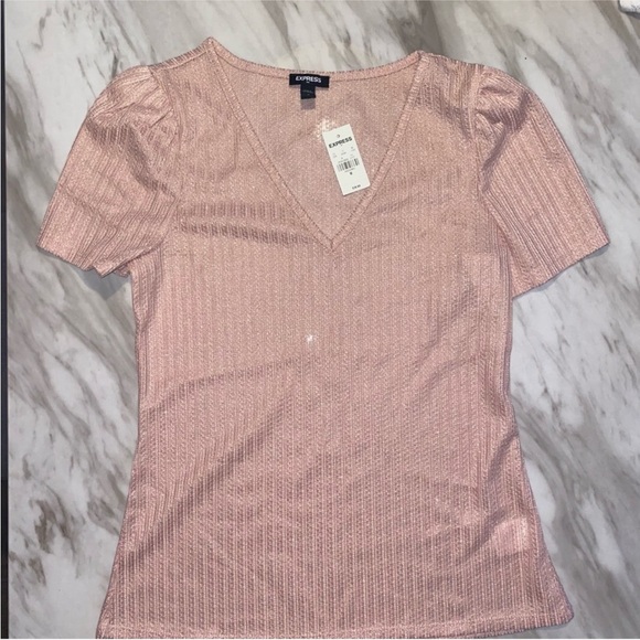 Express Blush V-Neck Blouse - Picture 1 of 5